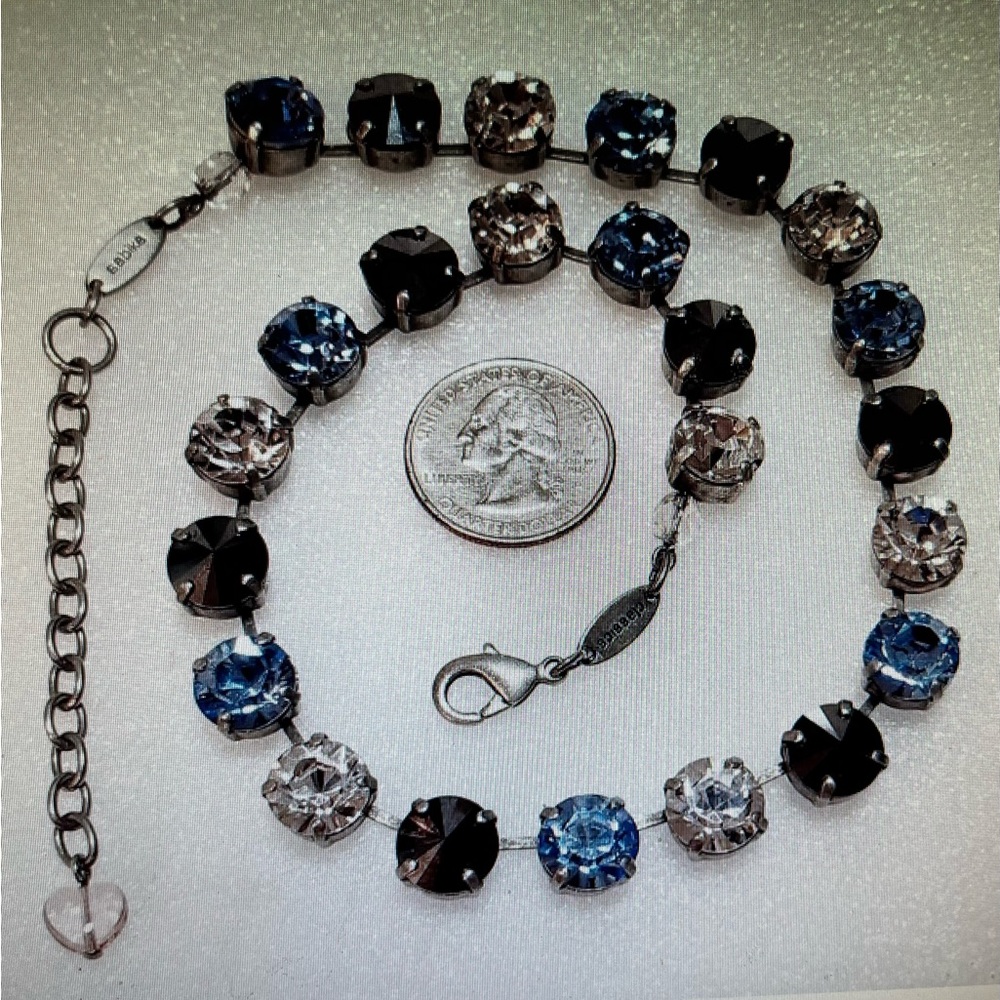 SABIKA CLASSICS CHOKER. CLEAR, BLUE AND BLACK SWAROVSKI CRYSTALS NEW! - Picture 5 of 7